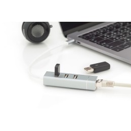 icecat_Digitus Hub USB 2.0 3 porte e adattatore LAN Fast Ethernet con connettore Type-C™