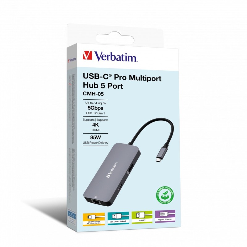 icecat_Verbatim CMH-05 USB typu C 5000 Mbit s Stříbrná