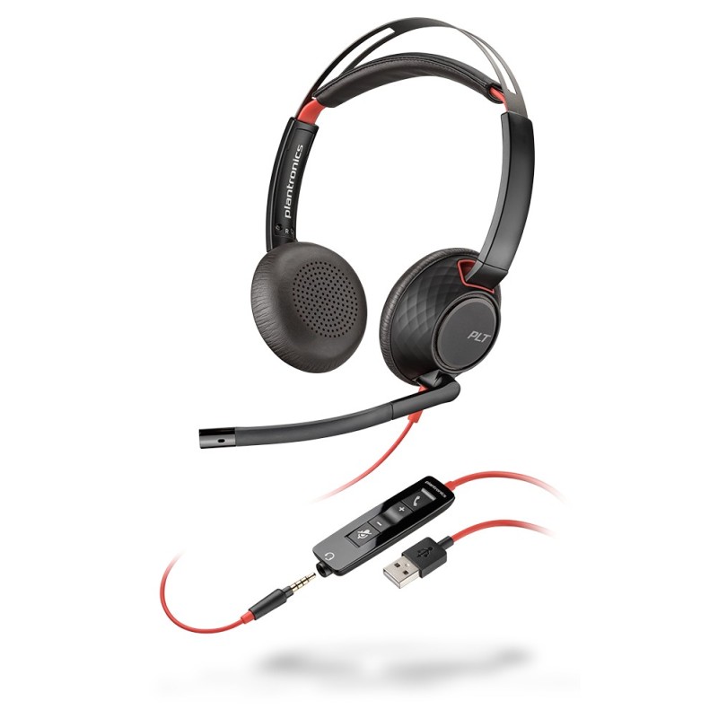 icecat_POLY Blackwire C5220 Kopfhörer Kabelgebunden Kopfband Büro Callcenter USB Typ-A Schwarz, Rot