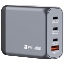icecat_Verbatim GNC-100 GaN Charger 100W with 2 x USB-C PD 100W   1 x USB-C PD 65W   1 x USB-A QC 3.0 (EU UK US)