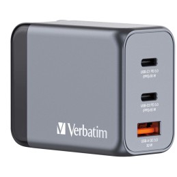 icecat_Verbatim GNC-65 GaN Charger 65W with 2 x USB-C PD 65W   1 x USB-A QC 3.0 (EU UK US)