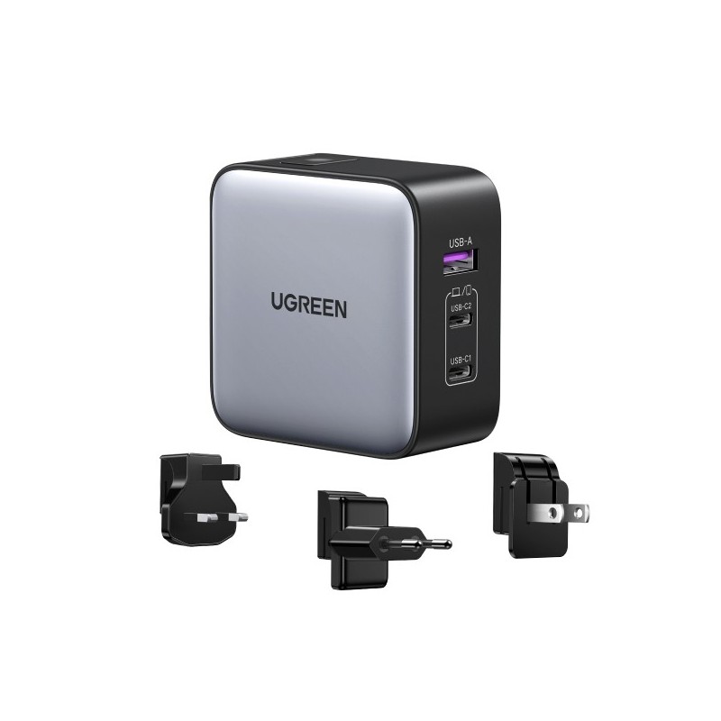 icecat_Ugreen 65W Nexode GaN Headset, Mobile phone, Laptop, Smartwatch, Tablet Grey USB Fast charging Indoor