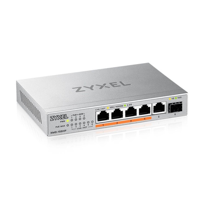 icecat_Zyxel XMG-105HP No administrado 2.5G Ethernet (100 1000 2500) Energía sobre Ethernet (PoE) Plata