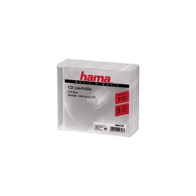 icecat_Hama CD CD-ROM sleeves, clear, 5 pack 1 disques Transparent