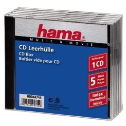 icecat_Hama CD Jewel Case Standard, Pack 5 C-shell obal 1 disky Černá, Průhledná