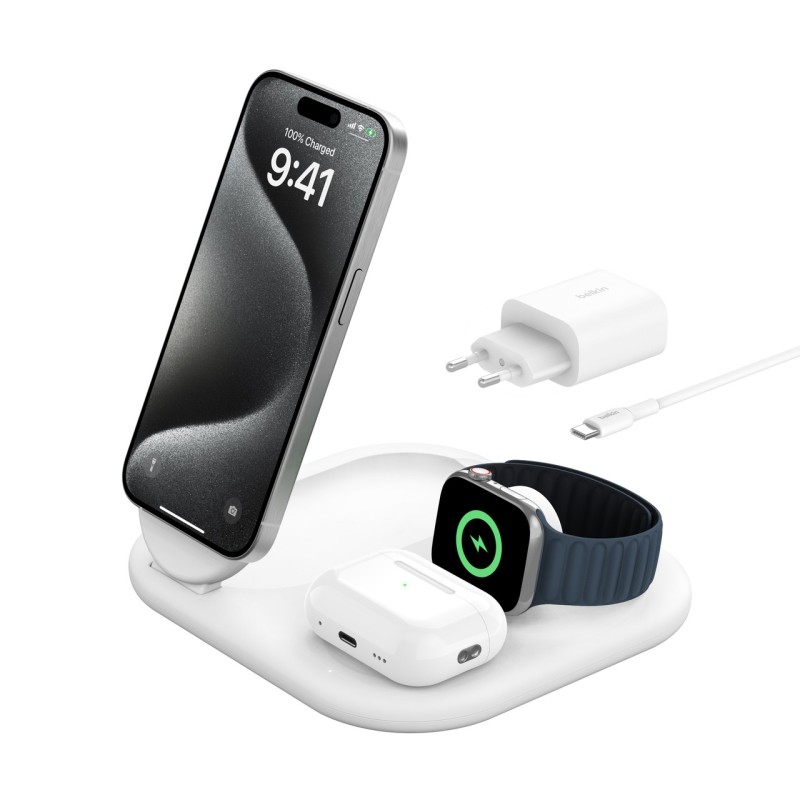 icecat_Belkin BoostCharge Headphones, Smartphone, Smartwatch White USB Wireless charging Fast charging Indoor